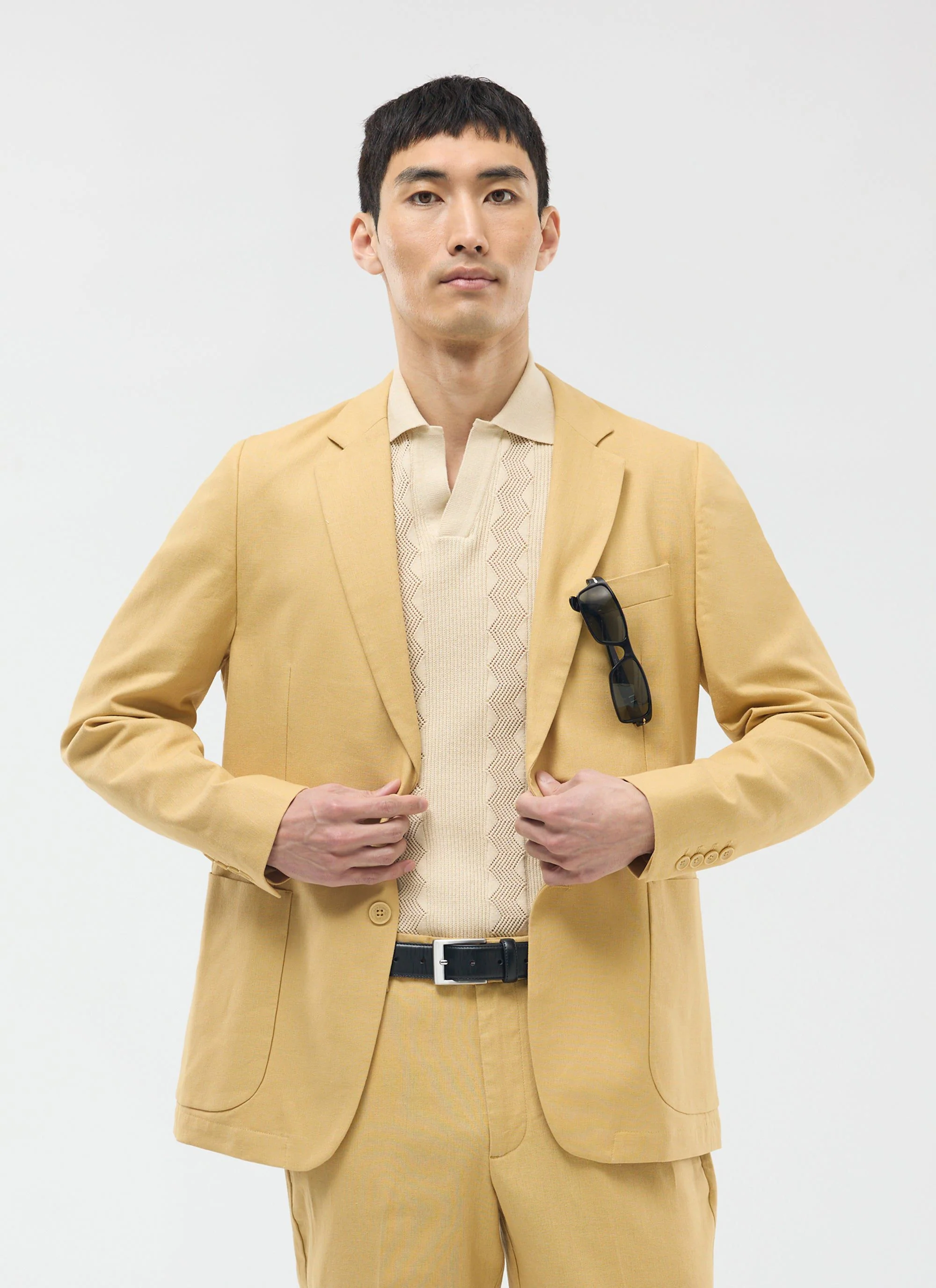 Tailored Linen Blazer | Tan - Image 6