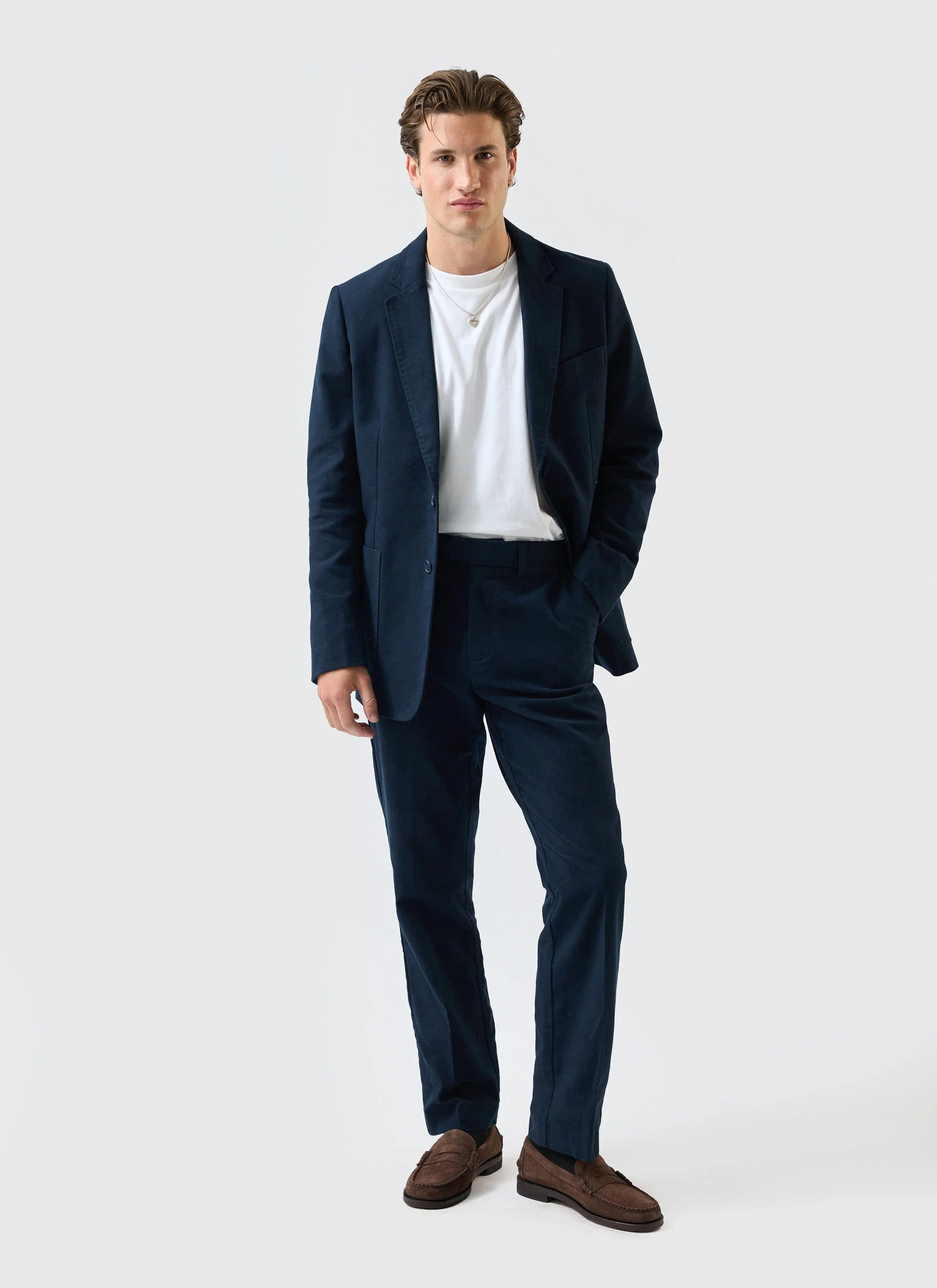 Tailored Moleskin Blazer | Navy - Image 11