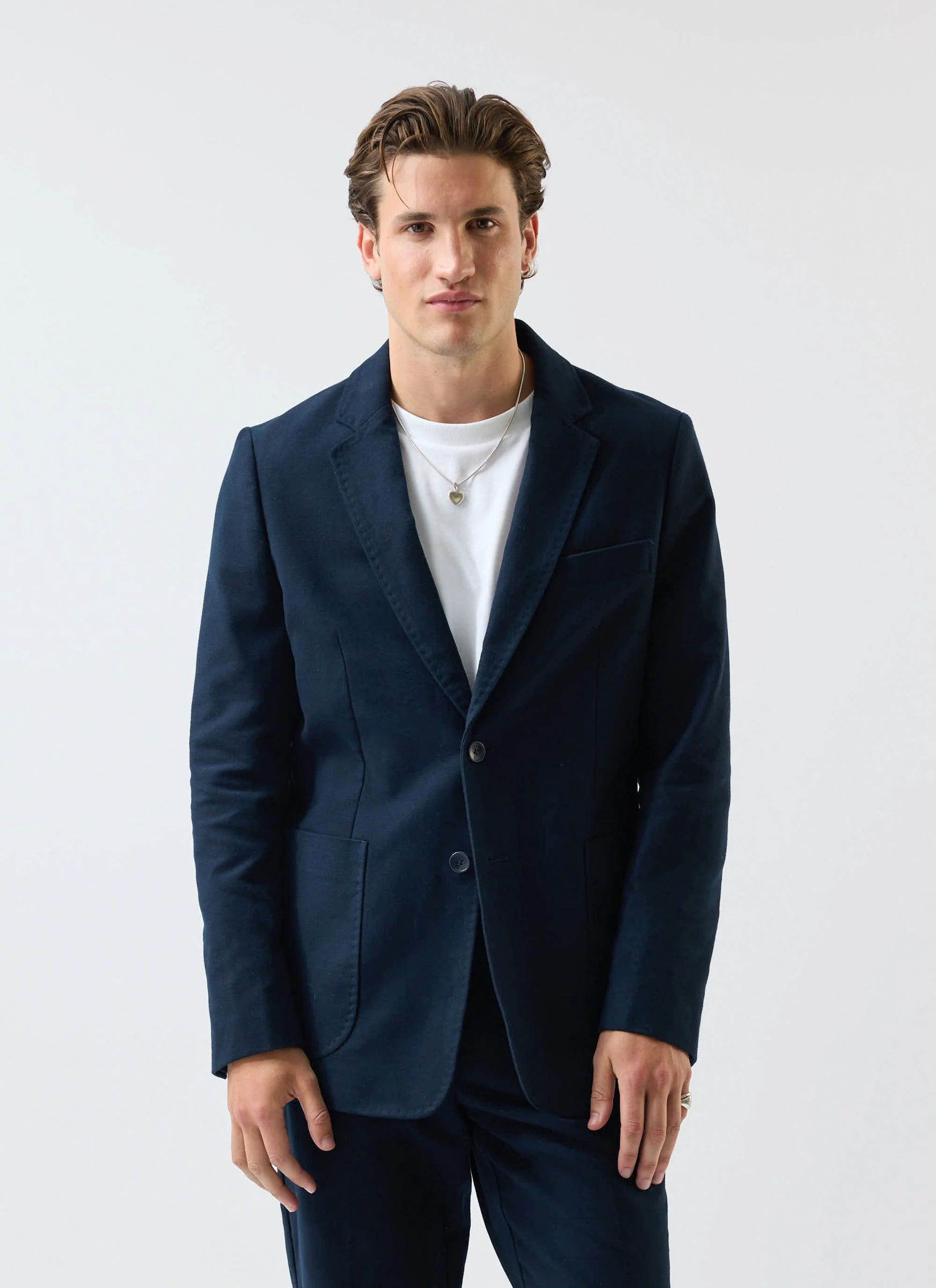 Tailored Moleskin Blazer | Navy - Image 7