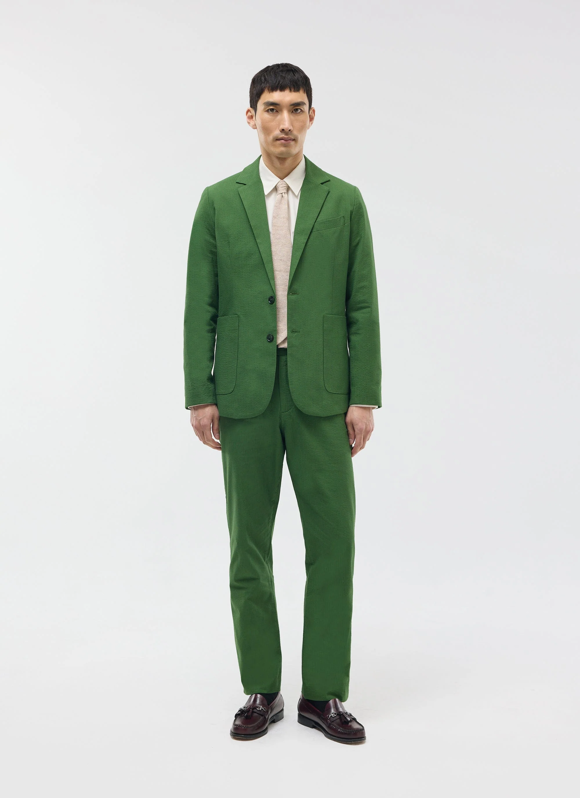 Tailored Seersucker Blazer | Forest - Image 4