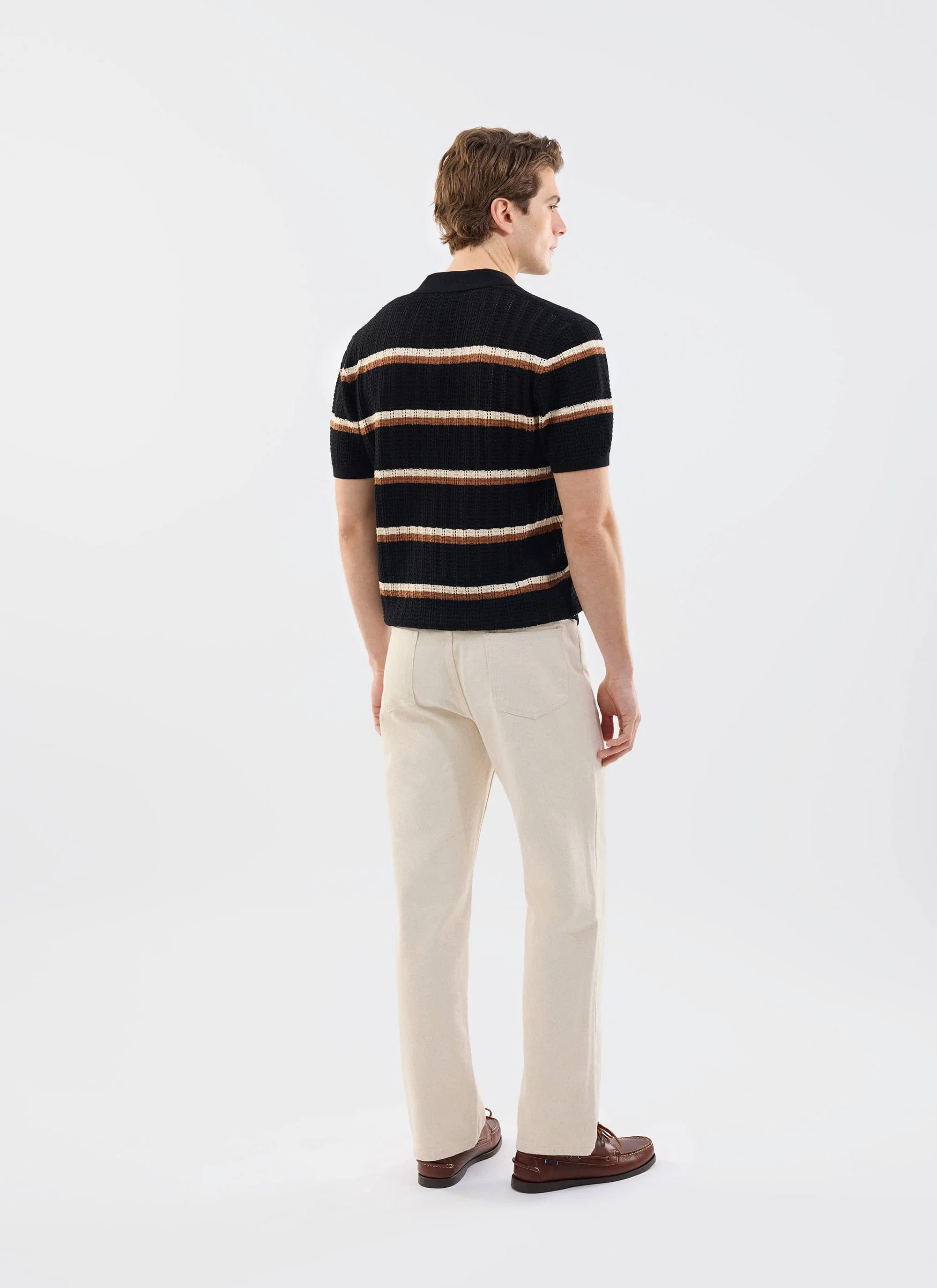 Tessaro Knitted Stripe Polo | Cotton | Black - Image 6