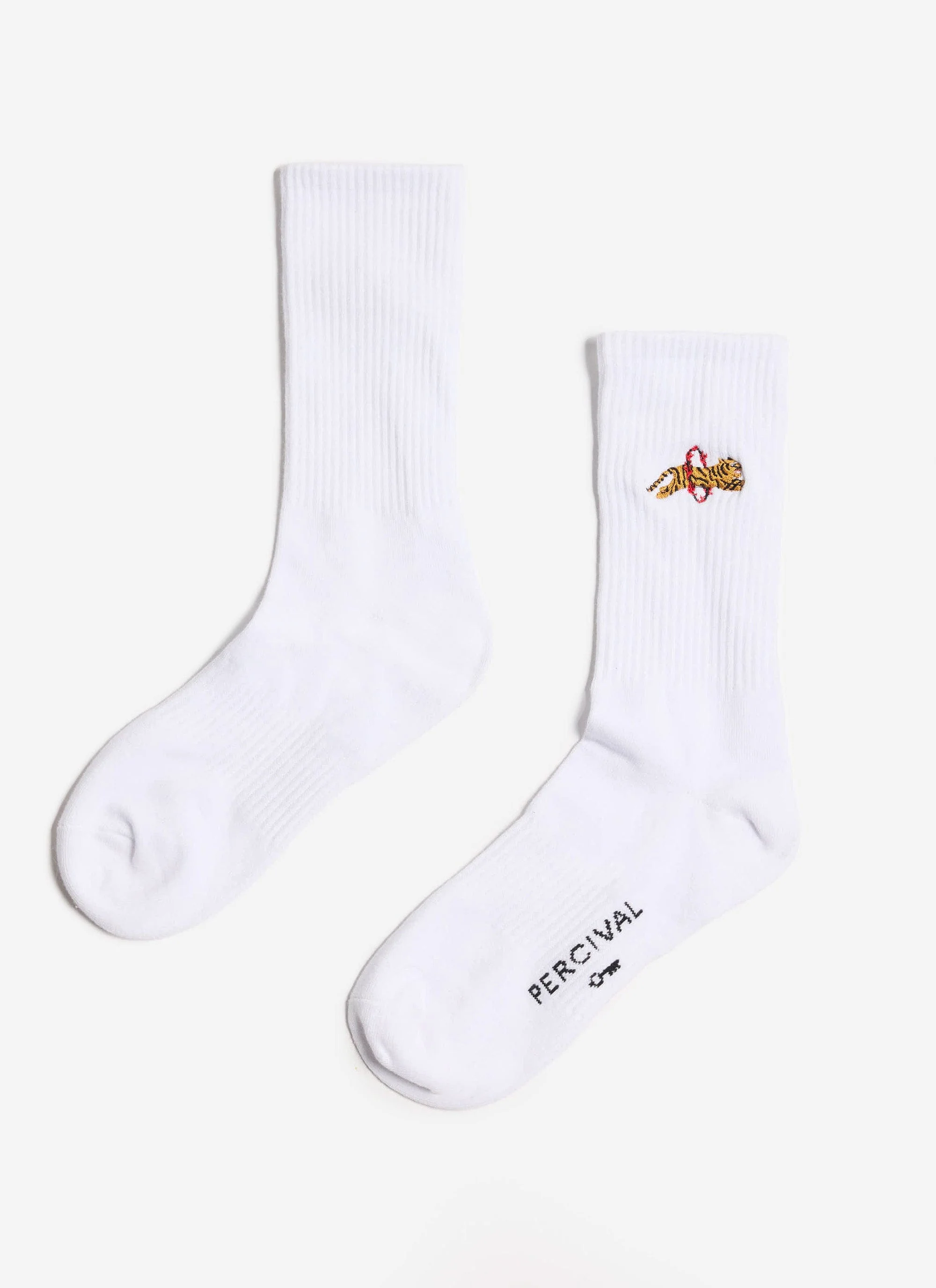 Tiger Embroidered Socks | White