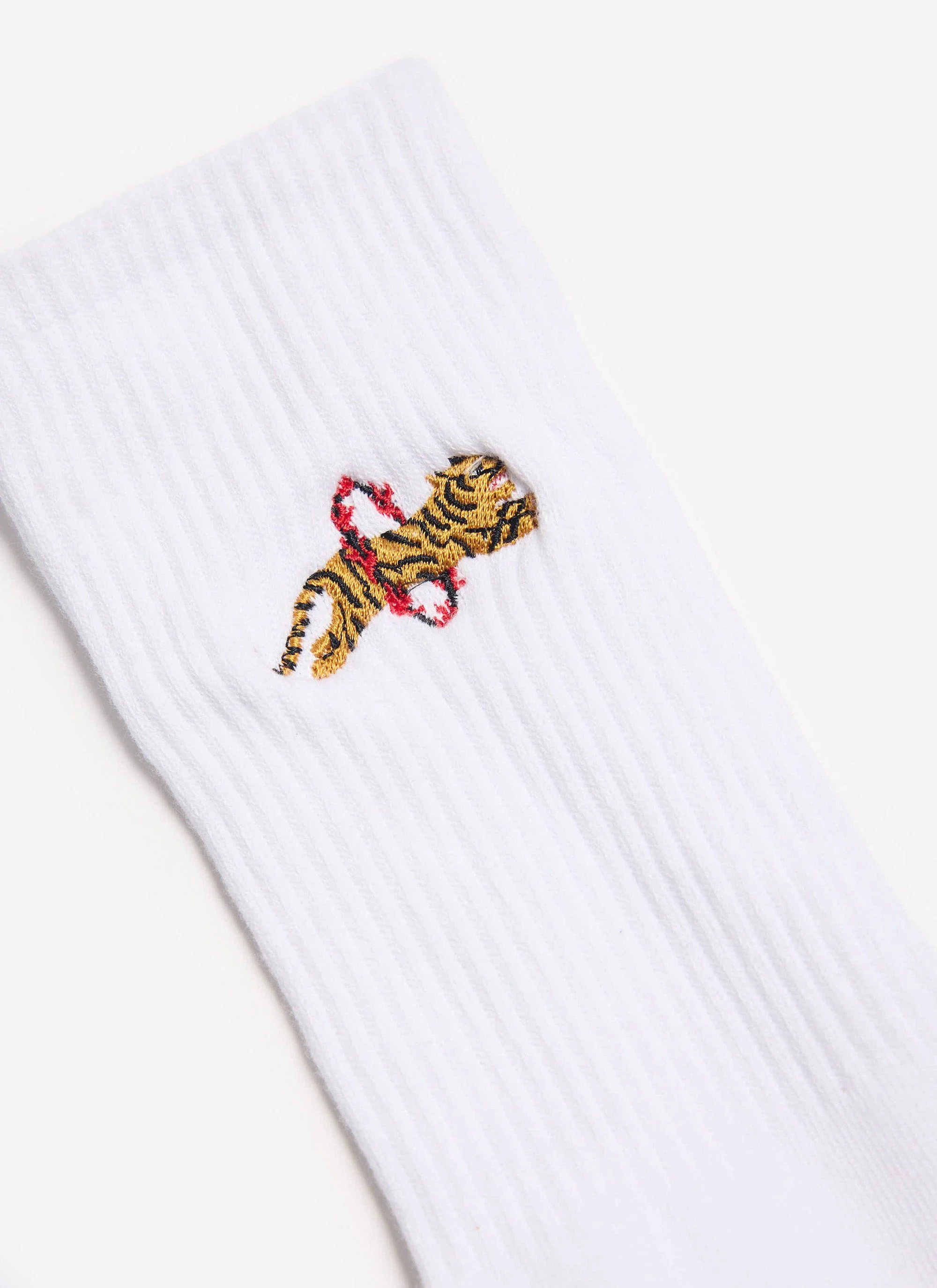 Tiger Embroidered Socks | White - Image 2