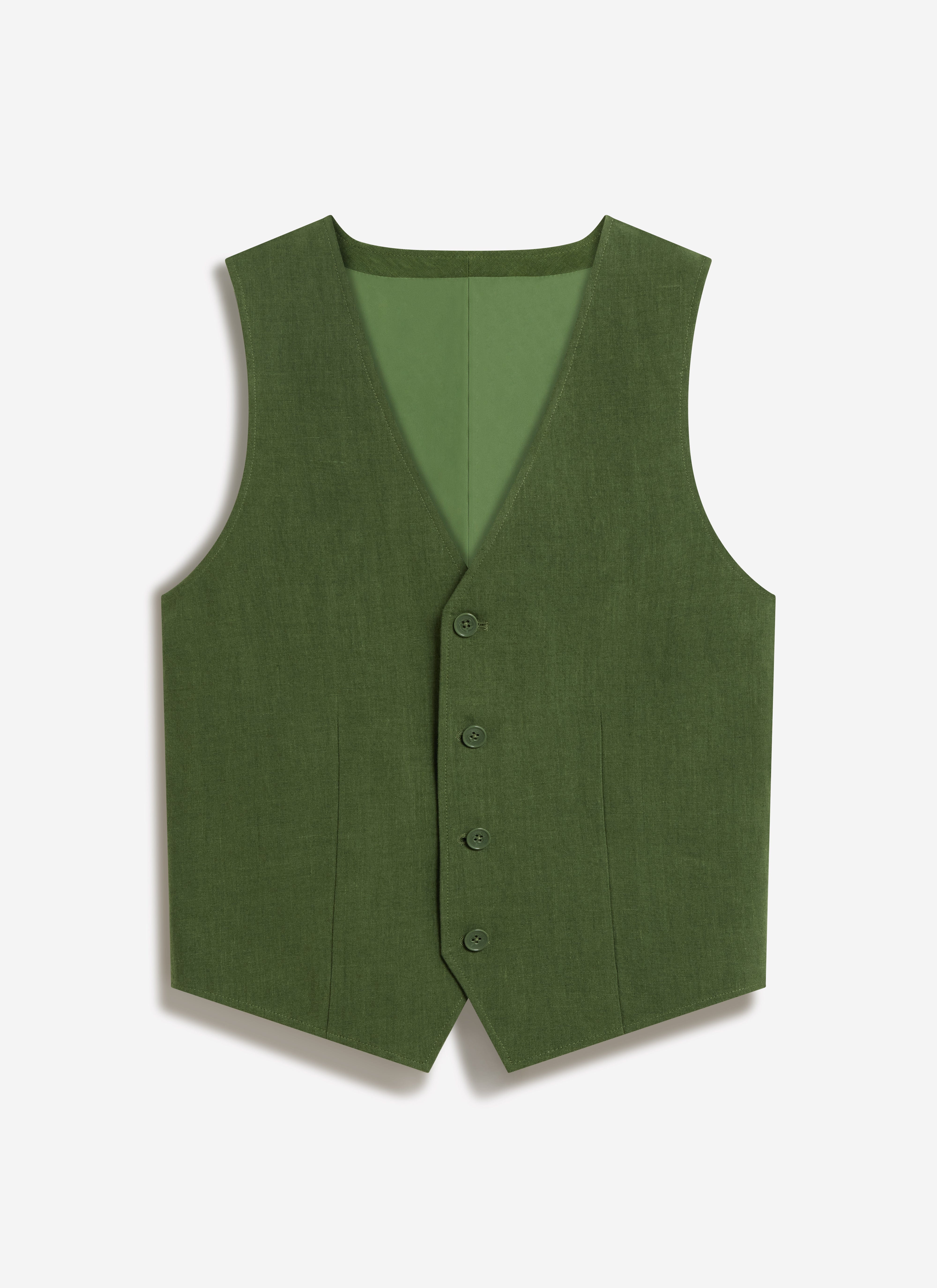 Waistcoat | Linen | Forest - Image 4