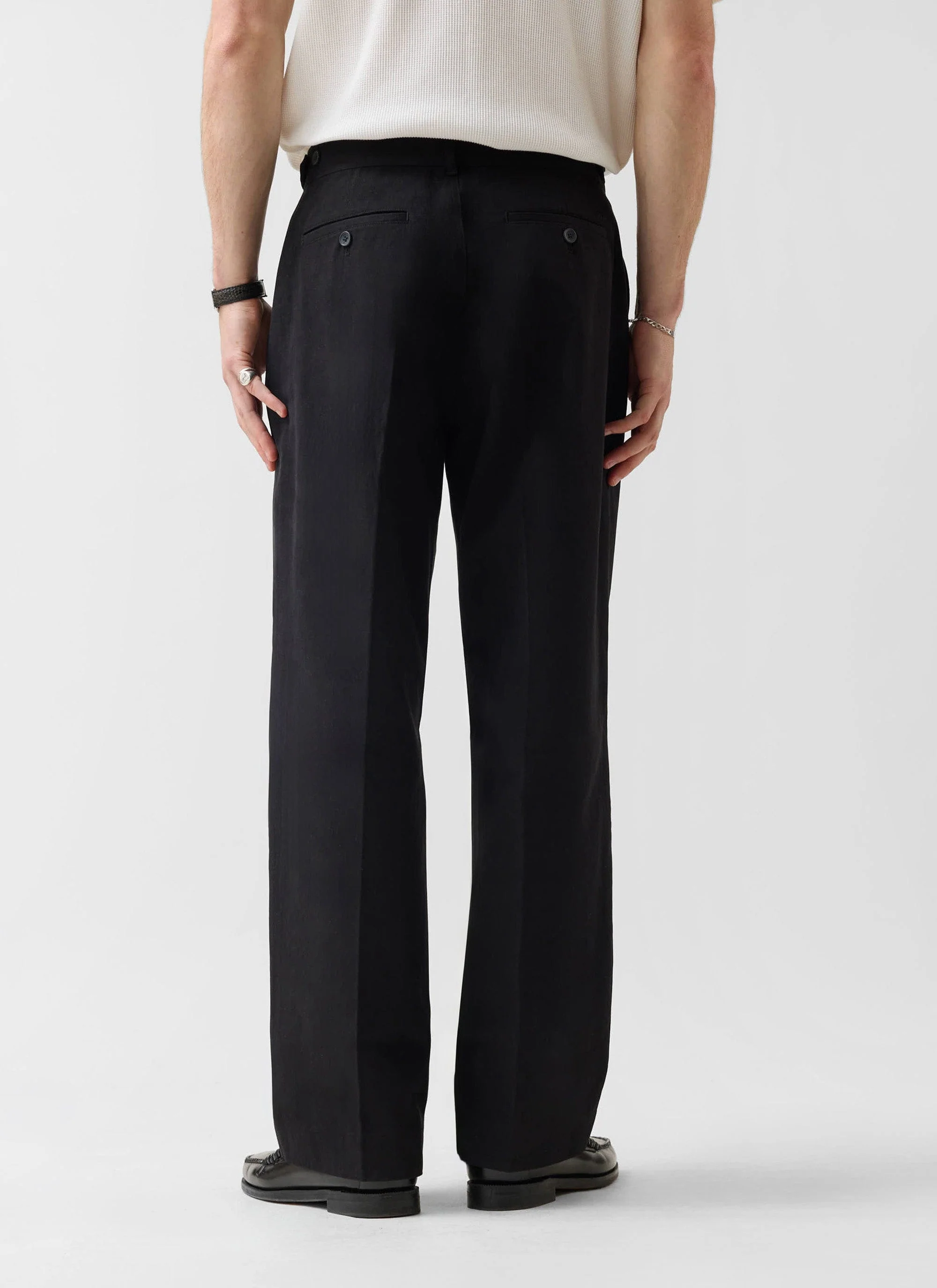 Wide Leg Chino | Cotton | Black - Image 3