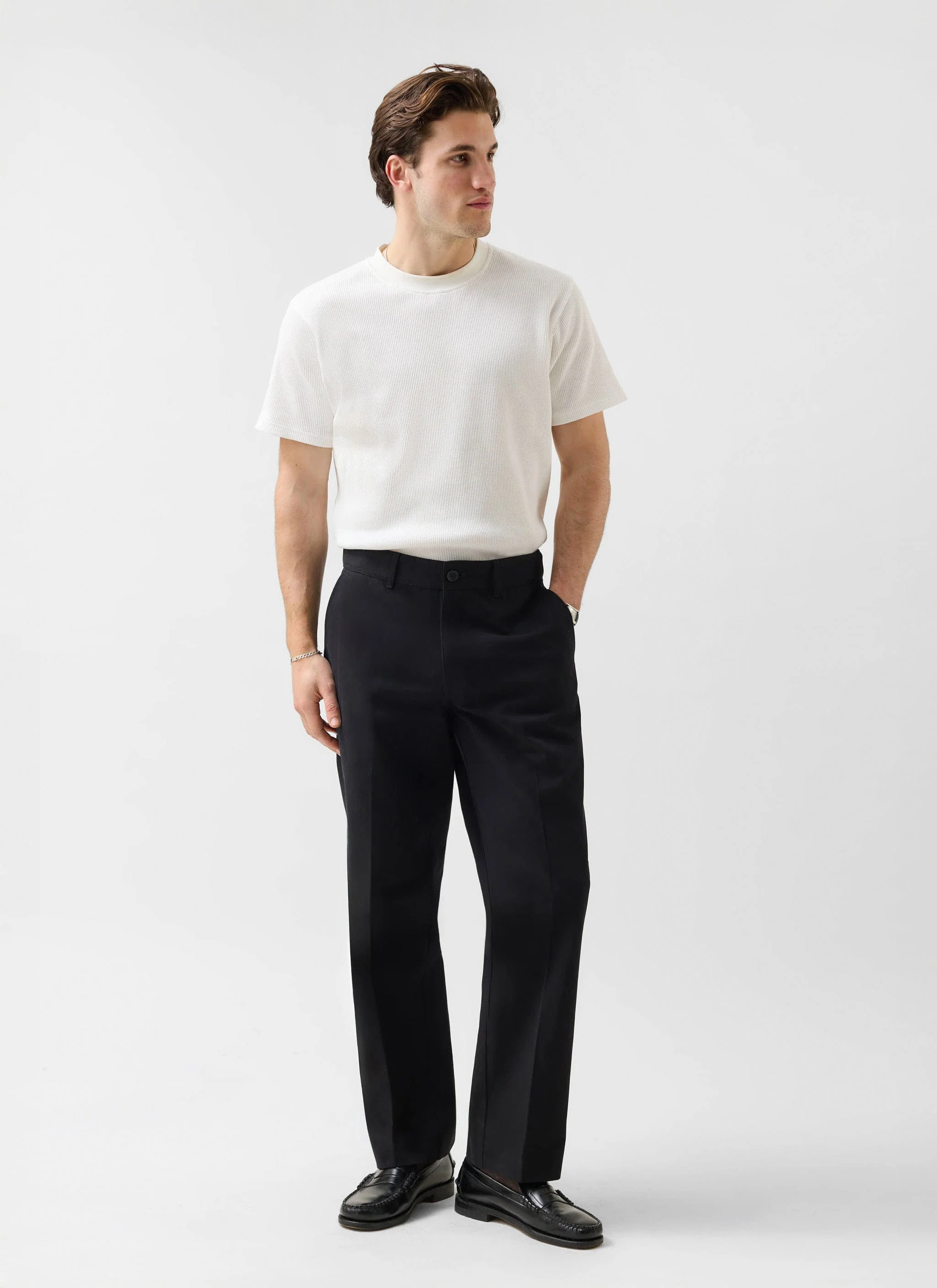 Wide Leg Chino | Cotton | Black - Image 5