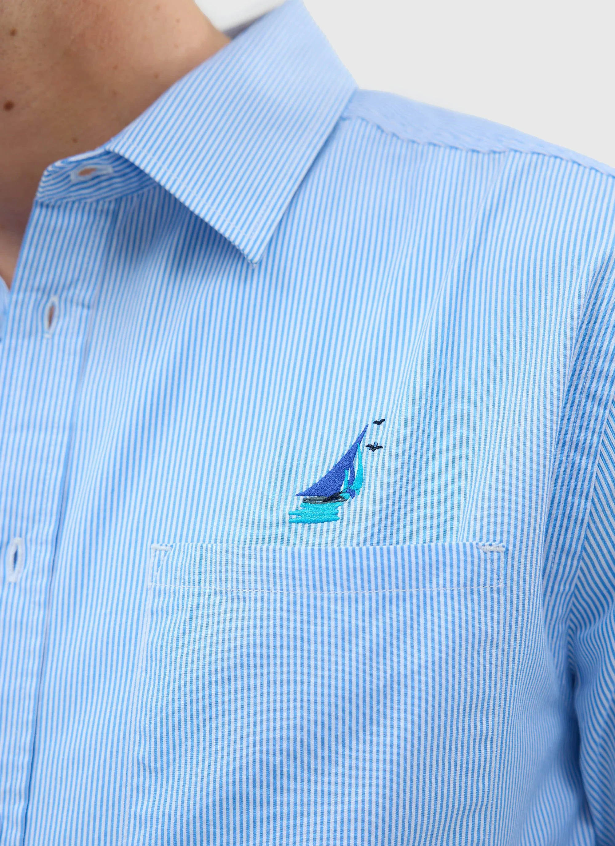 Yacht Stripe Oversized Shirt | Cotton | Blue - Image 3