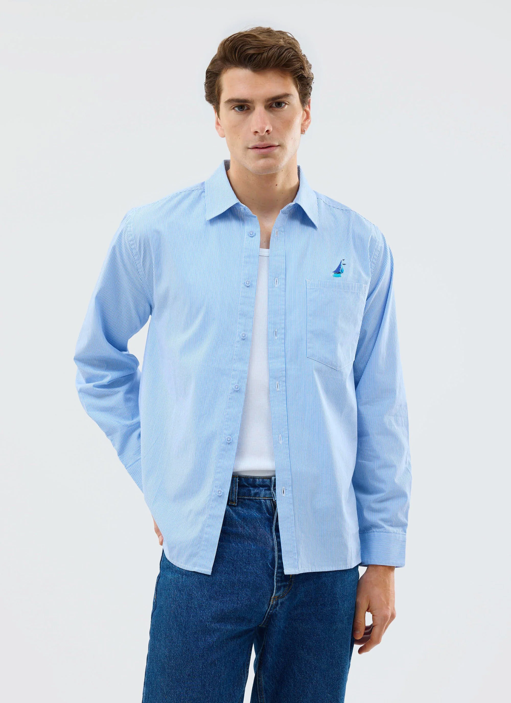 Yacht Stripe Oversized Shirt | Cotton | Blue - Image 4