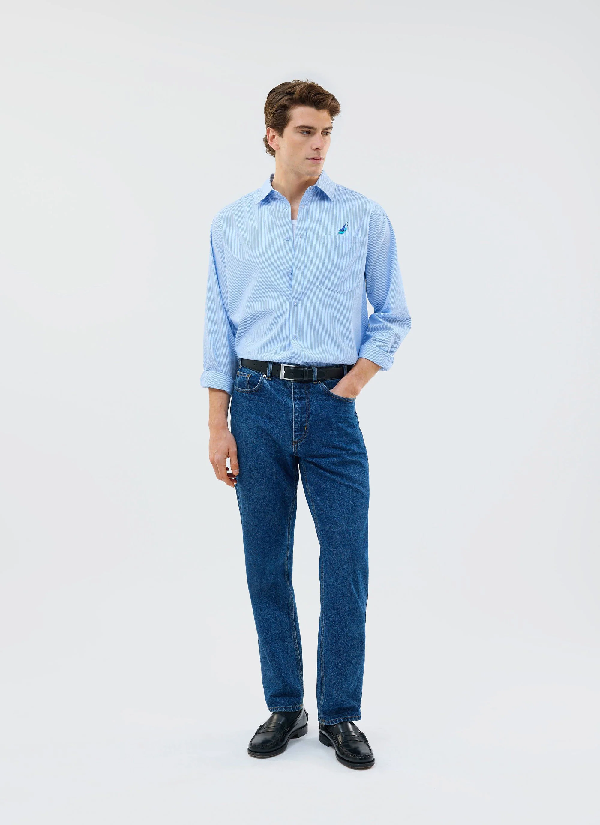 Yacht Stripe Oversized Shirt | Cotton | Blue - Image 5